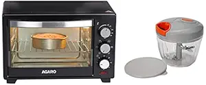 AGARO Marvel 19-Litre Oven Toaster Grill with 5 Heating Modes (Black)+AGARO Plastic Hand Mini Chopper wit