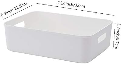 BigTron Quality Plastic Storage Boxes Large White Bathroom Storage Baskets, Durable Tidy Organizers for Home Cupboard Cabinet Shelves, Office Bathroom Bedroom Kitchen Pantry, 33 x 23 x 10 cm, Set of 2