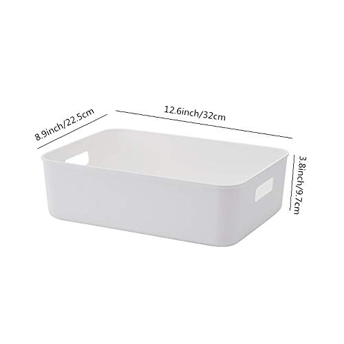 BigTron Quality Plastic Storage Boxes Large White Bathroom Storage Baskets, Durable Tidy Organizers for Home Cupboard Cabinet Shelves, Office Bathroom Bedroom Kitchen Pantry, 33 x 23 x 10 cm, Set of 2