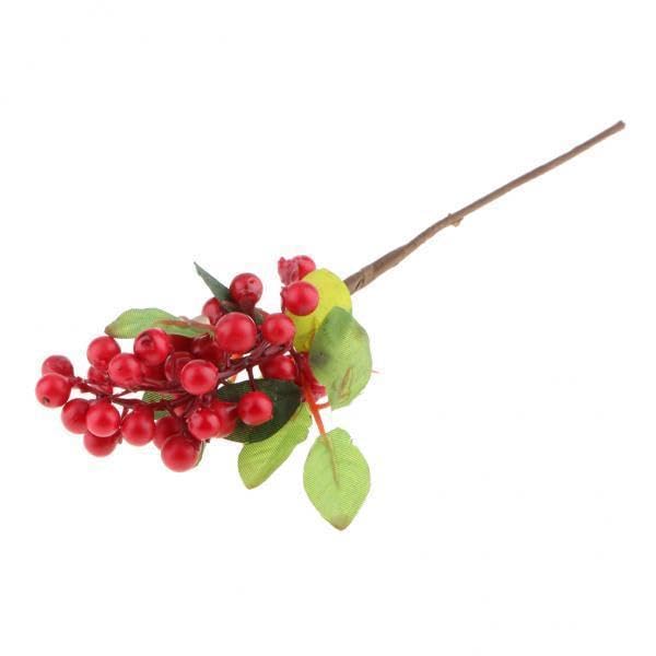 Enakshi 3xABS Artificial Fake Plant Fruit Berries Branches Home Cafe Decor Red-image-7