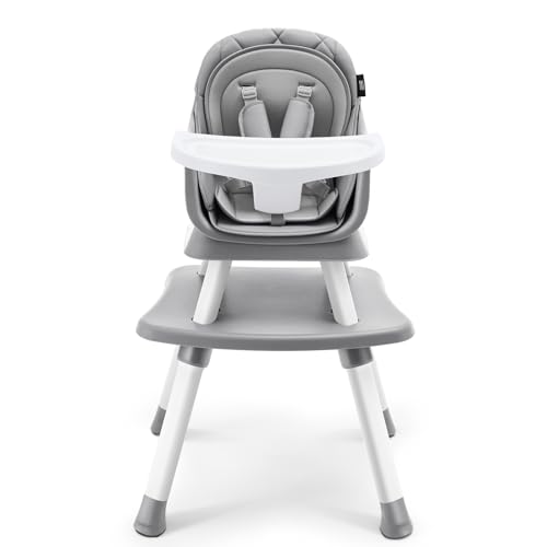 Image of HARPPA 6 in 1 Baby High Chair, Convertible Infant Feeding Chair for Babies & Toddlers Table, Dining Booster Seat with Removable Tray, Grey