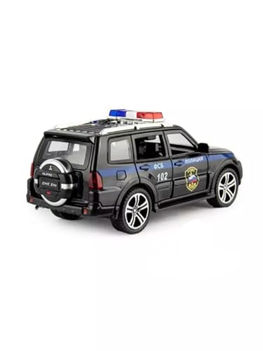 Image of 1 /32 Mitsubishis Police Pajero SUV Legering Model Auto Metal Diecast Voertuig Speelgoed Model Collection Simulatie Geluid Licht Speelgoed Voor Kids Gift (Black)