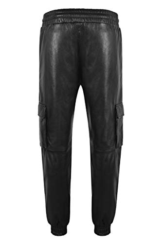 Men's Real Leather Trousers Black Napa Casual Cargo Pant Jogging Bottoms 30354