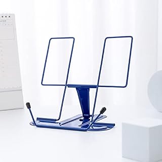 Book Stand for Reading, MSDADA Recipe Book Holder Cookbook Stand for Kitchen, Adjustable Metal Document Holder for Desk Textbook Presentation Material Tablet Music Book Stands for Display(Black)