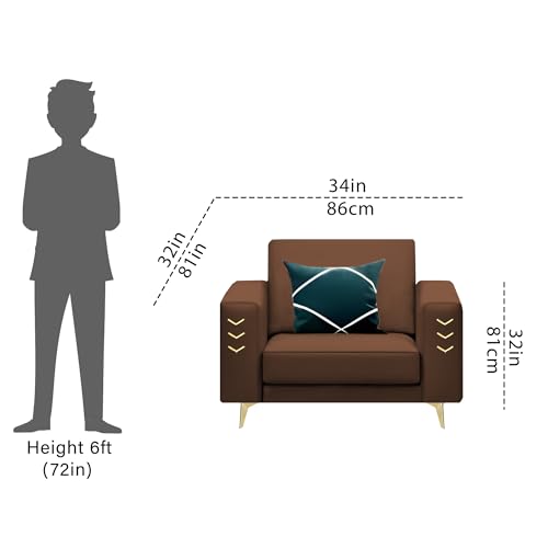 Image of Casaliving Falco 1 Seater Sofa Set for Living Room (Brown Fabric) Premium Fabric Sofa