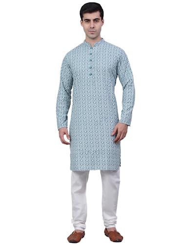 Image of Jompers Men's Embroidered Pure Cotton Kurta Pyjama Set.