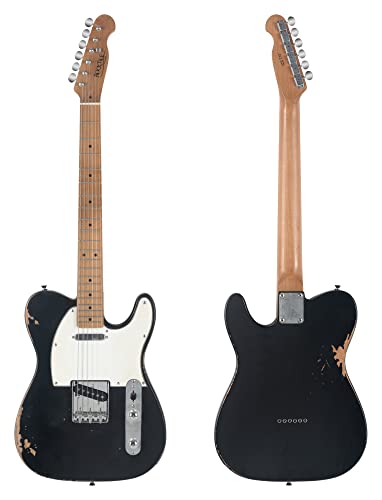 Rocktile Vinstage TL-RMBK gitara elektryczna – gitara relikowa w stylu aged – korpus: mahoń – podstrunnica/gryf: prażony klon – 2 x Single Coil Pickup – hardware vintage – czarna