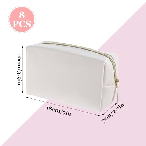 8 Pcs PU Leather Makeup Bag Bulk Set Waterproof Cosmetic Pouch Travel Organizer for Women Beige Toiletry Bag with Zipper Portable Multi-Functional Storage Bags2