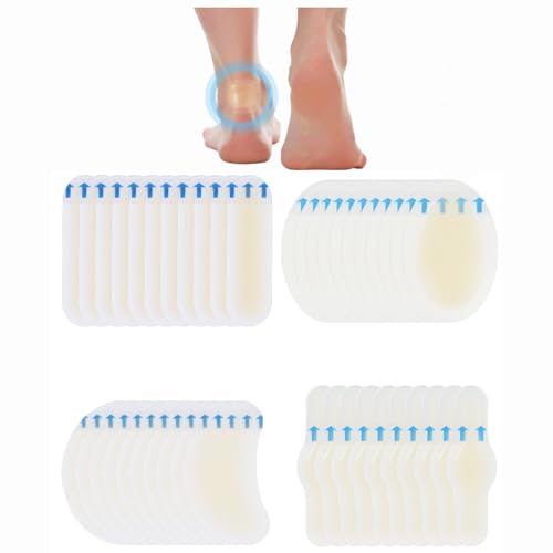 Pansements Ampoules, 40 Pièces 4 Tailles Pansements Hydrocolloïde Gel Bandages pour prévention et soin des ampoules au pied, orteil et talon
