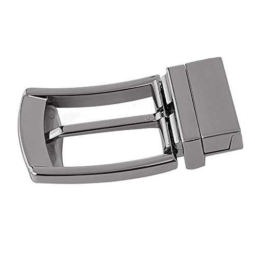 Bacca Bucci 35 MM Nickle Free Reversible Clamp Belt Buckle with Branding (Buckle only) -1026 Silver
