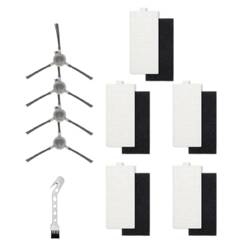 LIANFOND Filtros Cepillo lateral para Lefant para M1 para M2 Pro Robot Aspirador Recambio, 5 Filtros 4 Cepillos Laterales Cepillo de Limpieza