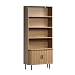 Produktbild trendteam smart living - Ronin - Standregal - Eiche/Schwarz - Elegantes Bücherregal mit Jalousie-Schiebetüren und Holzgriffen - (BxHxT) 80 x 172 x 40 cm - Schwarze Metallfüße - 4 offene Fächer