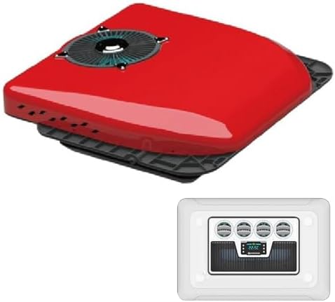 24V RV Air Conditioner, Universal Rooftop AC Unit for RVs & Trucks, Quiet Cooling System for Motorhomes, Campers, & Household Use – Energy Efficient & Reliable (Red)