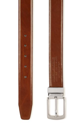 Image of Louis Philippe Men's 100% Italian Leather Brush Gun Metal Buckle Formal Reversible Belt