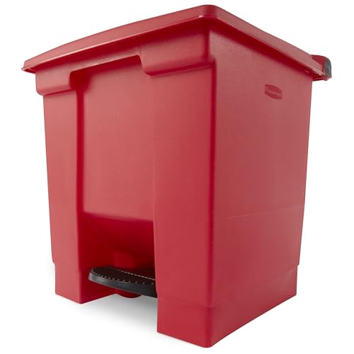 Rubbermaid Commercial 16 1/4x15 3/4x17 1/8 inch 8gal Step On Container - Red