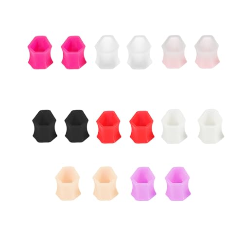 Hollow Hexagon Thin Silicone Ear Tunnel Plugs Gauges Expanders Flexible Soft Tunnels Kit Stretcher Coffin Earrings Fashion Unique Lobe Piercing Body Jewelry for Women Men 8 Pairs Set (9/16