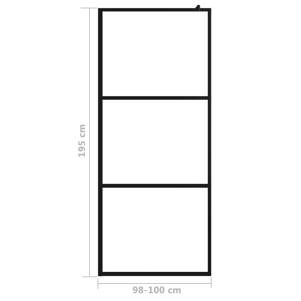 INLIFE Mampara de ducha de cristal templado negro 100 x 195 cm, 26,31 kg, 149150