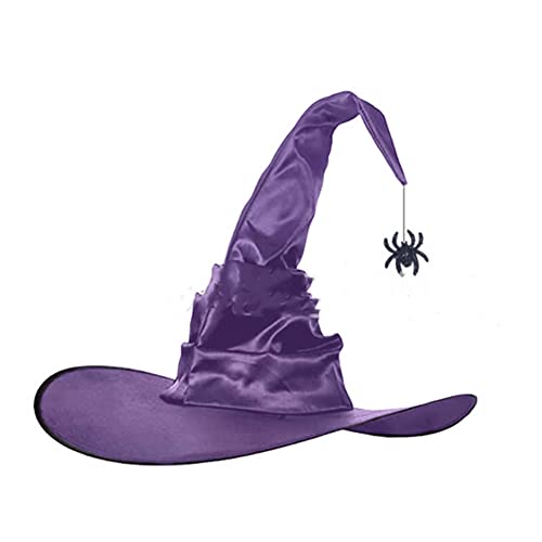 Proumhang Violet Chapeau de Sorcière Méchante Chapeau de Sorcier pour Femmes Filles Accessoire pour Soirée Déguisée Journée Mondiale du Livre Halloween Masquerade Cosplay Cap 45cm Style 5