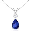 Angara Natural Tanzanite Solitaire Pendant for Women | Prong-Set Tanzanite Teardrop Pendant with Diamond in 14K Solid Gold/Silver/Platinum With 18" Chain | December Birthday, Gemstone Jewelry Gift