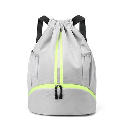 Image of JELUTAR Drawstring Backpack Gym Bag with Shoes Compartment, Grey