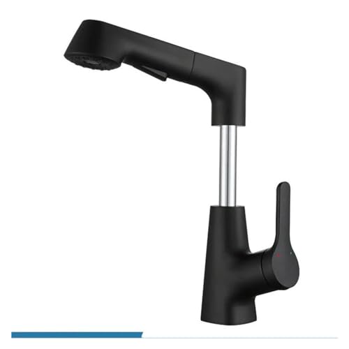 Robinet extractible noir mat en laiton pour lavabo de salle de bain