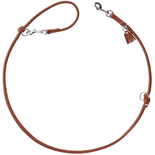 Hunter Verstellbare Hundeführleine Round & Soft MÜNCHEN, Farbe: Cognac, Leder, rundgenäht, 3-Fach verstellbar, extra weich, luxuriös, ökologisch hergestellt, nachhaltig, Made in Germany, Größe: 8/200