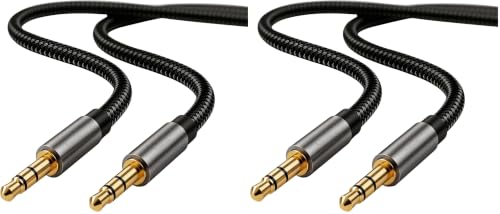 Image of Aux Cord for Car 6 ft,3.5mm Audio Cable Male to Male Stereo Hi-Fi Sound Nylon Braided aux to aux 1 /8 Cable for Headphones Car Home Stereos Speakers Tablets (Pack of 2)