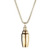 Smallest Cocktail Shaker Ever Necklace - Stainless Steel Pendant | Novelty Bar Accessory for Bartenders & Cocktail Lovers (Gold)