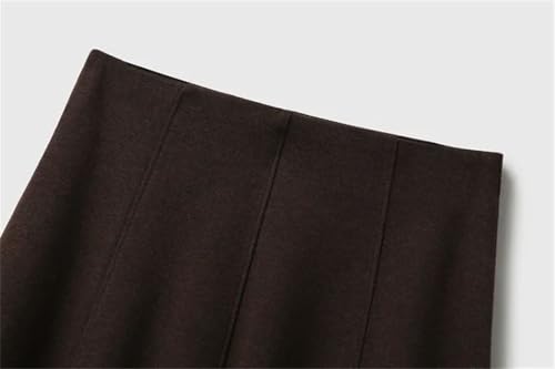 Women Winter Thickened Fleece-Lined High-Waisted for Slimming Solid Color A- Line Skirt4