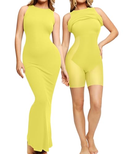 Image of Popilush Built-in Bra Shapewear Maxi Dresses for Women Sleeveless | Shaping Layer Offers Tummy Control, Soft Stretch Modal Fabric Provides All-Day Comfort From Casual Outings To Formal Events
