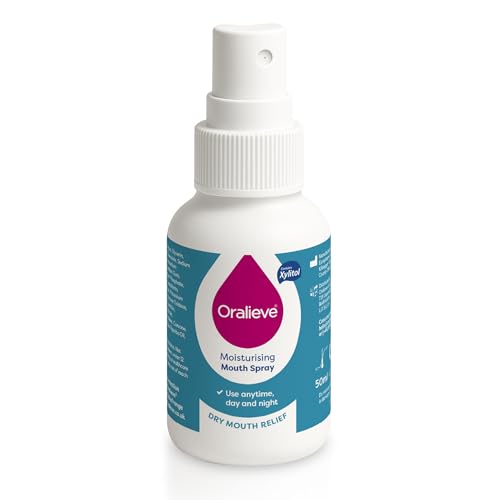 Oralieve Moisturising Dry Mouth Relief Spray (1 x 50ml) with New Pump, Hydrating Relief for Sore, Sensitive Mouths with Xylitol to Protect Teeth - Genuine Oralieve Dry Mouth Spray