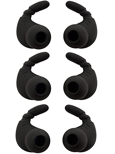 ALXCD Sport Earhook EarFin Tips Compatible with Most in-Ear Earbuds, 3 Pairs Anti-Slip Anti-Lost Silicone Sport Earbuds Tips Hook, Replacement for Sony AKG Galaxy S8 S9 S10 Most in-Ear Earbuds, Black