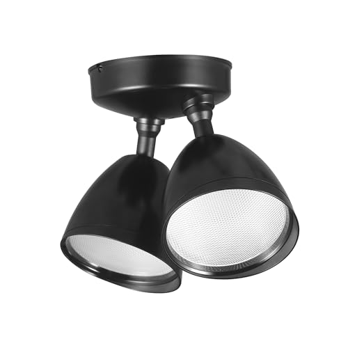 Image of Globe Electric 17000186 20W Twin Head Black 1600 Lumens Wall Switch Activated Hardwired Outdoor Integrated LED Flood Light Security Light, Outside House Lights