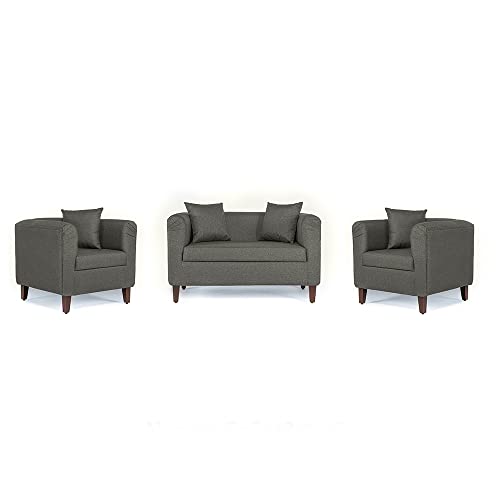 Image of Wakefit Sofa Set | 3 Year Warranty | Sofa 4 Seater, 4 Seater Sofa for Living Room, Wooden Sofa Set, Sofa Set 2+1+1 Seater - Miami(Omega : Grey)