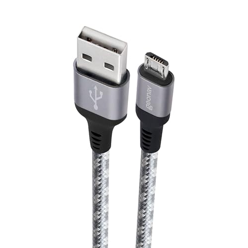 Geonav Cabo Micro USB, nylon trançado, para dispositivo Android e acessórios, 1,5 MT, MIC15T, Cinza