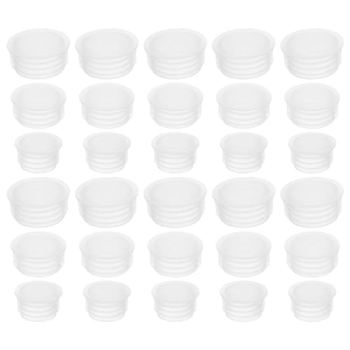 BESTonZON 150pcs Salt and Pepper Shaker Stoppers Plastic Salt Shaker Plug Replacement Clear Round Plastic End Cap Wine Beverage Bottle Sealer for Pots Bottles