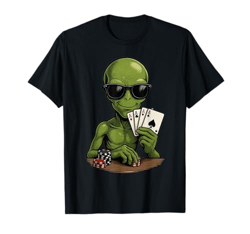 Funny Alien Casino Poker Player Gambler Gambler Gambling T-Shirt