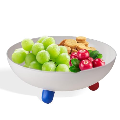 Riadyet Wide Mouth Fruit Bowl with Three-Legged Design – Wooden Storage Bowl for Kitchen Counter, Multi-Color Options, Ideal for Salad, Snacks, and Fruit (White)