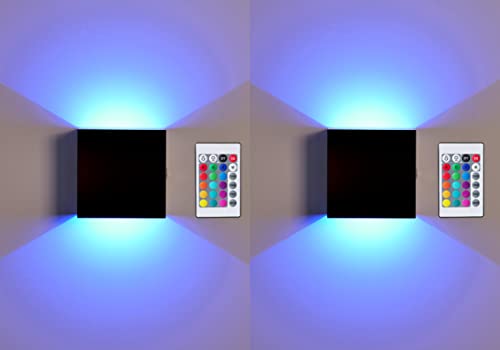 Image of Indoor LED Wall Lamp with Touch Switch, Cordless Lamp Rechargeable USB Wall Sconce Lights Battery Powered Bedside Lamps for Bedroom Children's Room Corridor Stairwell (Black, RGB)
