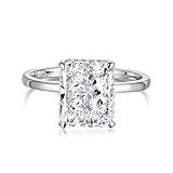 Obiyos Women's Classic Rectangle Diamond Engagement Promise Ring 2CT Rectangular Cut, 925 Sterling Silver, 18K White Gold Plated, Very Slightly Included Diamond (7)