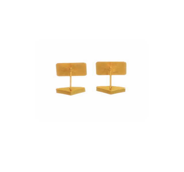 Mancuernillas de hombre en oro amarillo sólido 14k 14mm x 19mm miniatura 5