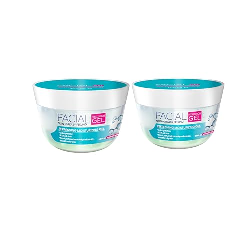 ivea gel Facial Refreshing & Hydrating Gel with Hyaluronic Acid – Non-Greasy Moisturizer for Oily to Combination Skin – 24h Hydration – Pack of 2 (100 mL / 3.38 fl oz each)