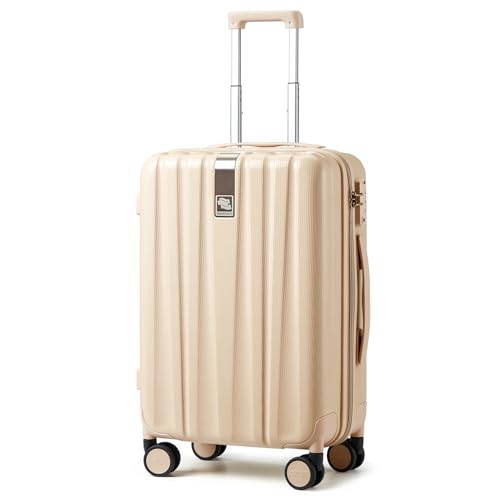 Image of Hanke 20 Inch Carry On Luggage 22x14x9 Airline Approved Lightweight PC Hard Shell Suitcases with Wheels Travel Luggage Rolling Suitcase Travel Luggage Bag for Weekender（Cuba Sand）
