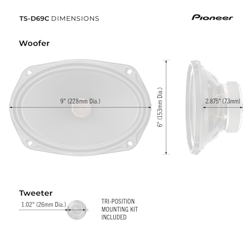 Image of PIONEER D-Series TS-D69C 6 inch x 9 inch 2-Way Speakers (Pair) - 330W Max, Crisp Highs + Clear Vocals, Ideal Factory Upgrade, Add an Amplifier for Even Better Performance