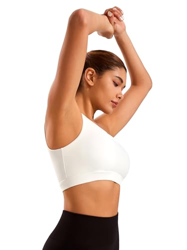 Smooth Sports Bras for Women One Shoulder Low Impact Asymmetrical Workout Tops Padded Yoga Bra4