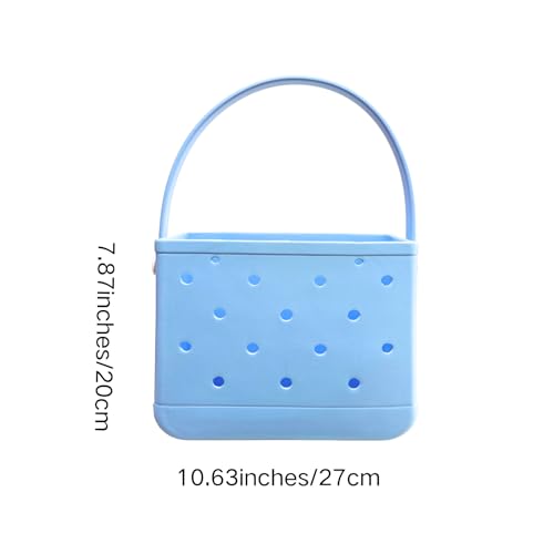 Small Rubber Beach Tote Bag, Open Top Portable Outdoor Travel Bag for Beach Picnic Pool Outings2