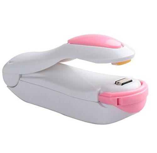 Daiweis Pack of 2 Mini Bag Heat Sealer，Food Saver and Creates Airtight Containers - Cabinet Accessory (white and blue)