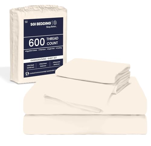 Image of SGI bedding 108 inchx80 inch 4 Pc Florida King Sheet Set 600 TC 15 inch Deep, Butter