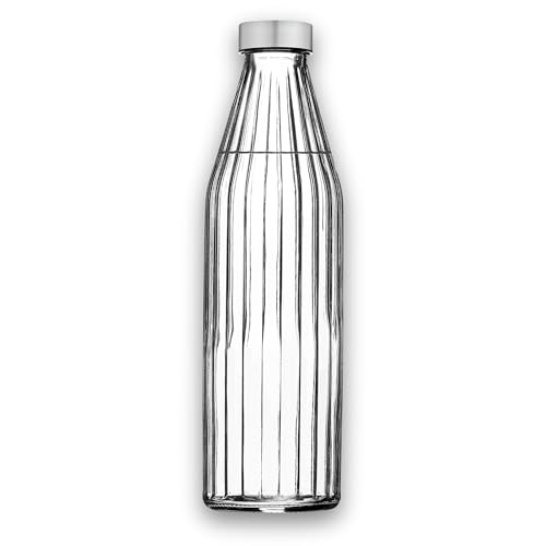 Image of SAND DUNE ClearColour Glass water bottle, 800 ml Each, Set of 1, with Leak-Proof Airtight Stainless-Steel Lid for Water, Smoothie, Juices - Reusable Travel Glass Drinking Fridge Bottles