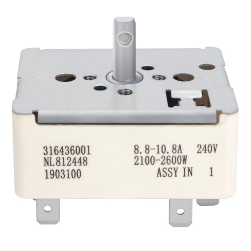 316436001 Surface Element Switch Surface Burner Infinite Switch Compatible with Frigidaire for Kenmore 8 Inch Replacement for PS1145040 316021501 1155395 AH1145040 EA1145040
